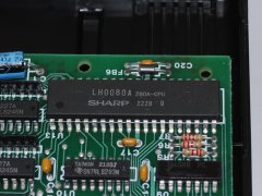 Detail photo of the Z80 processor in the Commodore CP/M cartridge.