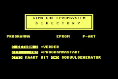 The start-screen of the DELA EP64 (GIMA printservice) cartridge.