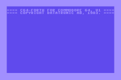 Der Startbildschirm der Handic - C64-FORTH Steck-Modul.