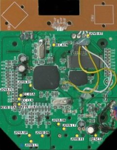 Top view of the PCB of the C64 DTV-1 (NTSC).