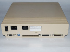 The rear view of the Commodore PC-1 computer.