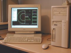 Designing the Xtreme Commodore Logo with a CAD program.