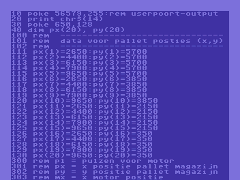 Commodore C64 BASIC and Machine-Code program for the Pallet warehouse.