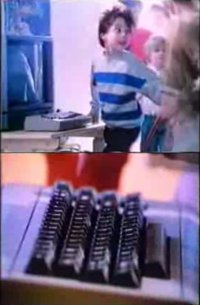 A Commodore C64 computer in the music video Computerbeat by Rheingold.