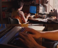 A Commodore C64 computer, a 1541 disk drive and a datassette in the movie Skateland.
