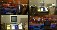 A Commodore CBM 3032 and C64 computer, 1541 and 8050 diskdrive, MPS801 printer and a 1702 monitor in the TV show Sonntag Abend.