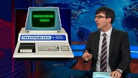 A Commodore PET 2001 (Blue edition) computer in the TV show The Daily Show.