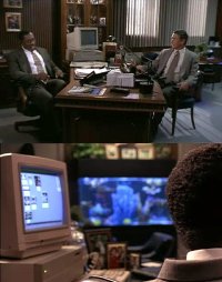 A Commodore Amiga 2000 computer and a 1084s monitor in the movie The Substitute.