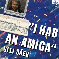 A Commodore Amiga 500 computer and a 1084 monitor on the cover of Ulli Bäer ‎– I Hab An Amiga.